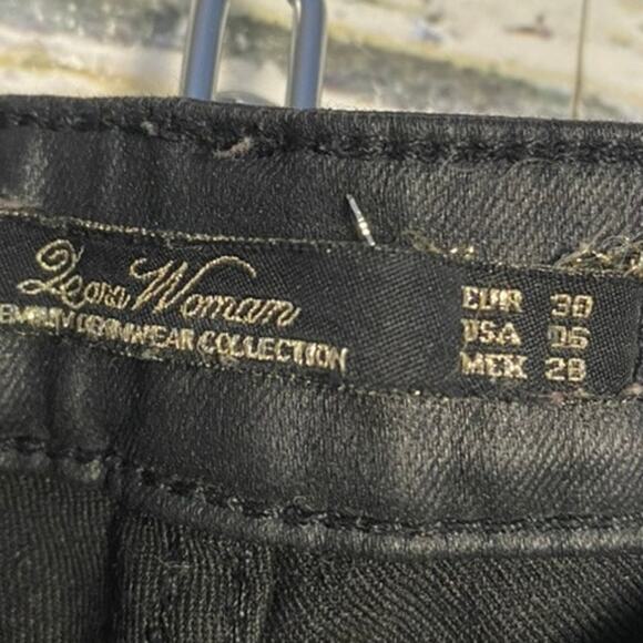 ZARA Slim Fit Ankle Mid Rise Faux Leather Cotton Blend Stretch Skinny Pants - Picture 7 of 10